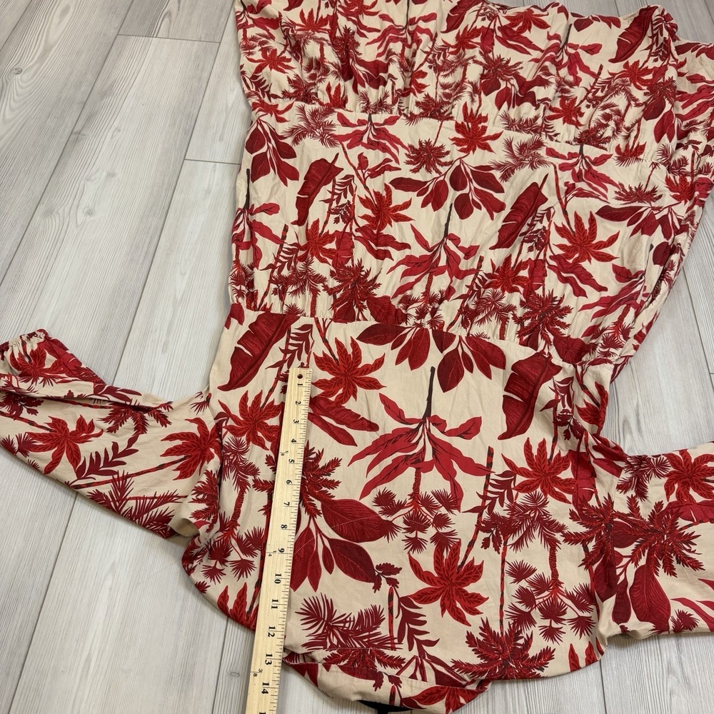 Anthropologie Maeve Bettina Dress Women Large Red Cream Tiered Shirt Dress Boho - Picture 14 of 14